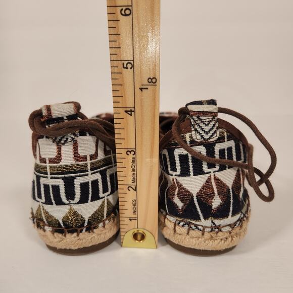 FRANCO SARTO Dream Tie Ankle Espadrille Sandal Womens 9M Brown White Geometric - Picture 5 of 10
